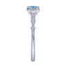 Promise Ring - 14K White Gold Round Blue Topaz and Diamond Halo Promise Ring - 0.12 ct