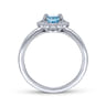 Promise Ring - 14K White Gold Round Blue Topaz and Diamond Halo Promise Ring - 0.15 ct