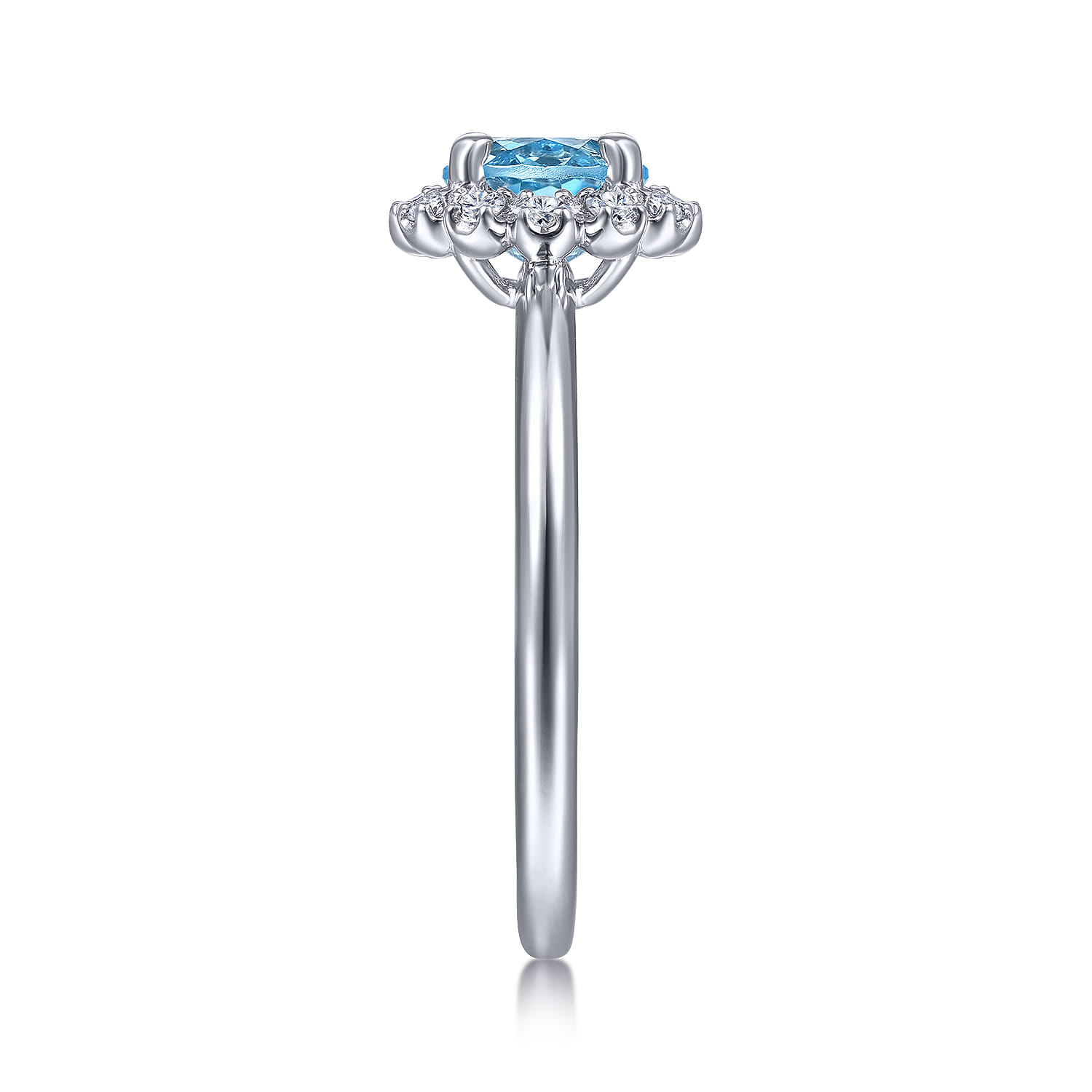 Promise Ring - 14K White Gold Round Blue Topaz and Diamond Halo Promise Ring - 0.15 ct - Shot 4