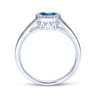 Promise Ring - 14K White Gold Round Blue Topaz and Diamond Halo Promise Ring - 0.06 ct