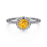 Promise Ring - 14K White Gold Round Citrine Bujukan Beaded Promise Ring