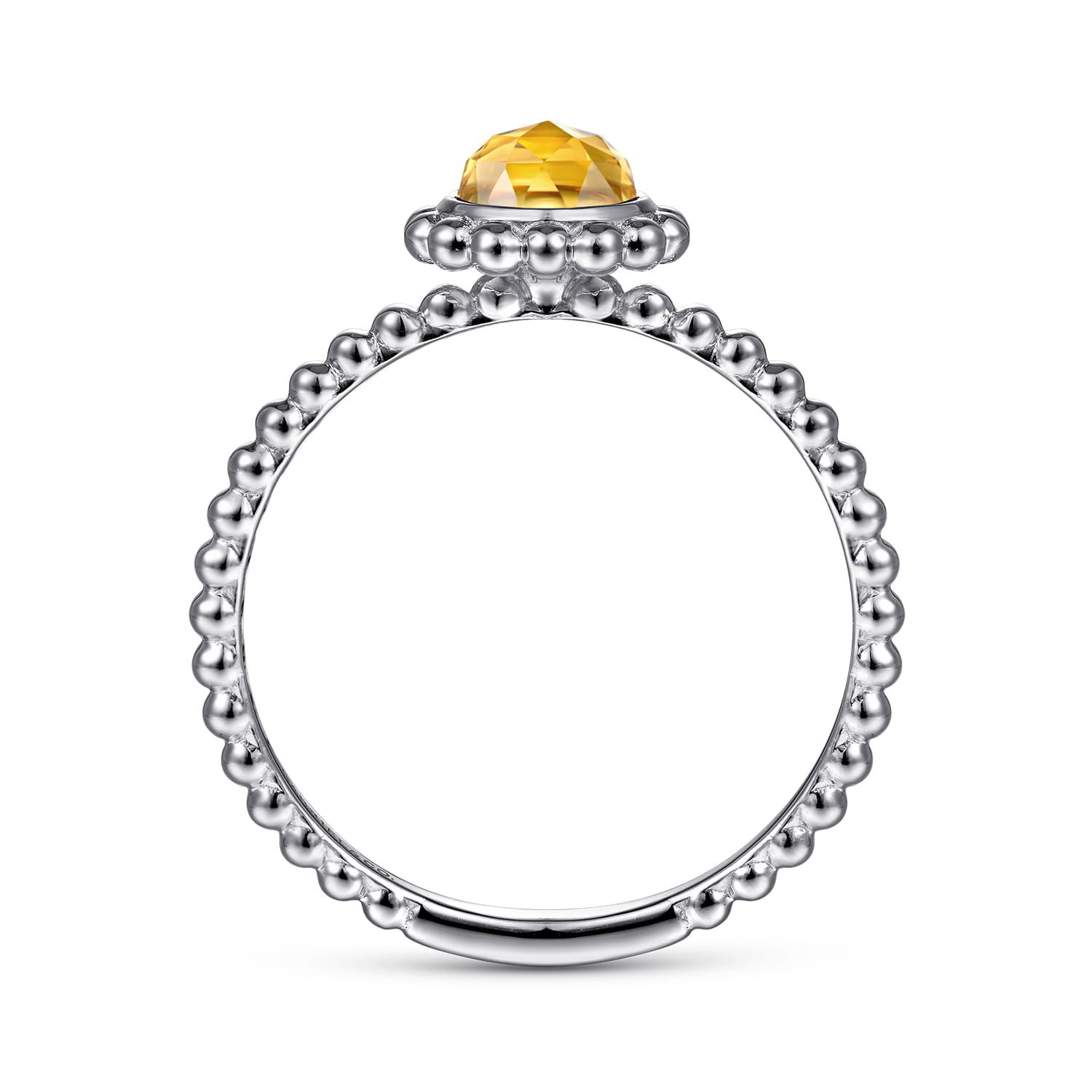 Promise Ring - 14K White Gold Round Citrine Bujukan Beaded Promise Ring - Shot 2