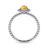 Promise Ring - 14K White Gold Round Citrine Bujukan Beaded Promise Ring