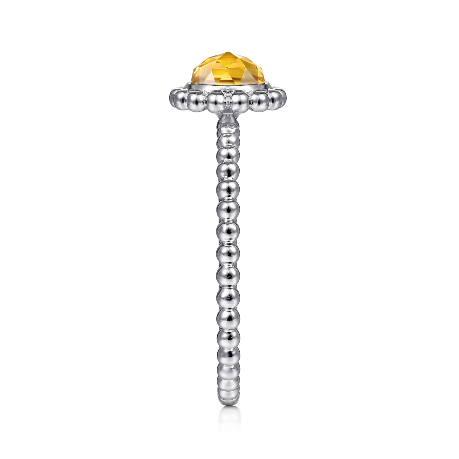 Promise Ring - 14K White Gold Round Citrine Bujukan Beaded Promise Ring - Shot 4