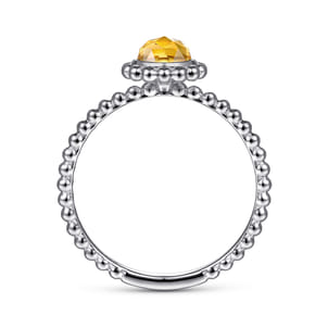 Promise Ring - 14K White Gold Round Citrine Bujukan Beaded Ring