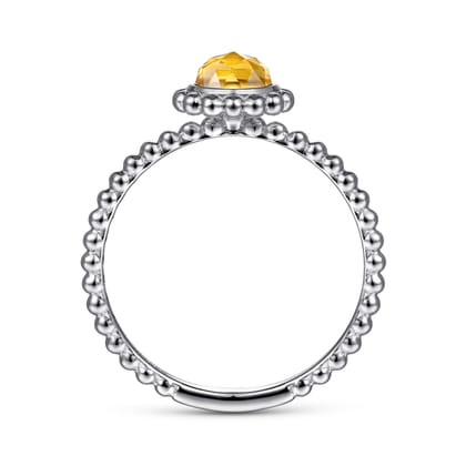 Promise Ring - 14K White Gold Round Citrine Bujukan Beaded Ring