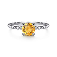 Promise Ring - 14K White Gold Round Citrine and Diamond Bujukan Promise Ring