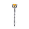 Promise Ring - 14K White Gold Round Citrine and Diamond Bujukan Promise Ring - 0.02 ct