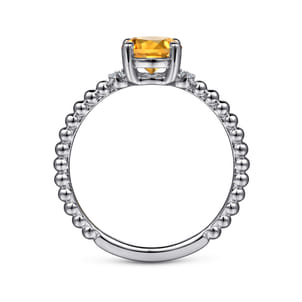 Promise Ring - 14K White Gold Round Citrine and Diamond Bujukan Ring