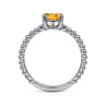 Promise Ring - 14K White Gold Round Citrine and Diamond Bujukan Ring - 0.02 ct