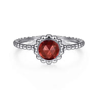 Promise Ring - 14K White Gold Round Garnet Bujukan Beaded Promise Ring