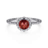 Promise Ring - 14K White Gold Round Garnet Bujukan Beaded Promise Ring
