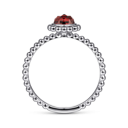 Promise Ring - 14K White Gold Round Garnet Bujukan Beaded Promise Ring