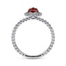 Promise Ring - 14K White Gold Round Garnet Bujukan Beaded Promise Ring