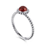 Promise Ring - 14K White Gold Round Garnet Bujukan Beaded Promise Ring