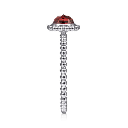 Promise Ring - 14K White Gold Round Garnet Bujukan Beaded Promise Ring