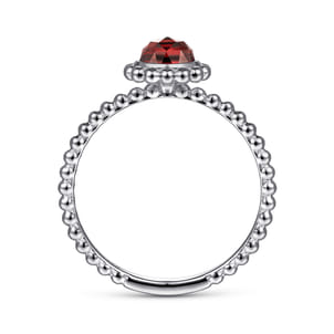 Promise Ring - 14K White Gold Round Garnet Bujukan Beaded Ring