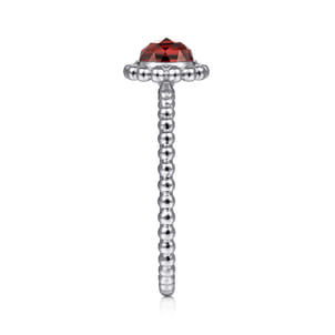 Promise Ring - 14K White Gold Round Garnet Bujukan Beaded Ring