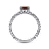 Promise Ring - 14K White Gold Round Garnet and Diamond Bujukan Promise Ring - 0.02 ct