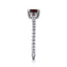 Promise Ring - 14K White Gold Round Garnet and Diamond Bujukan Promise Ring - 0.02 ct