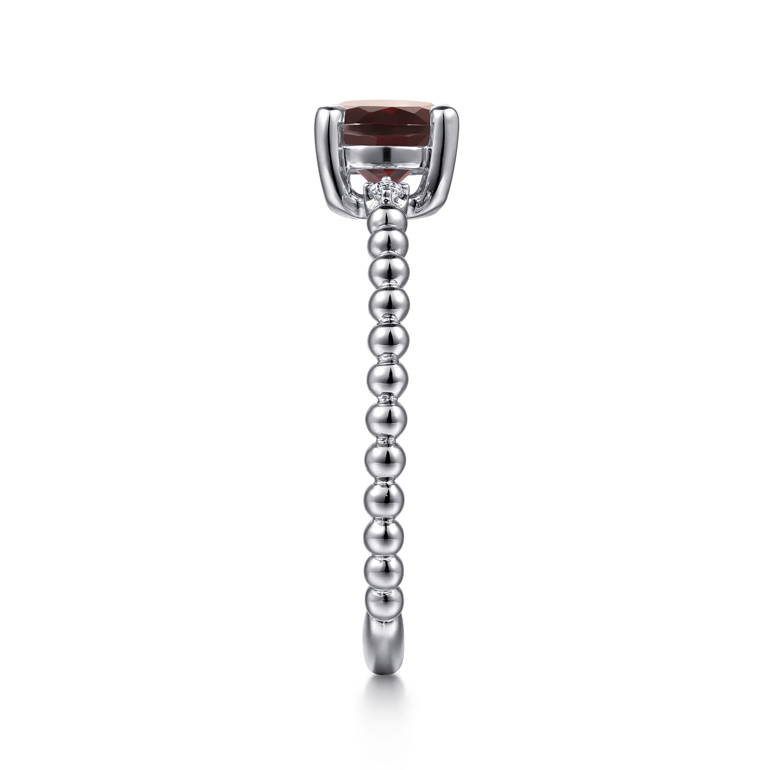 Promise Ring - 14K White Gold Round Garnet and Diamond Bujukan Ring