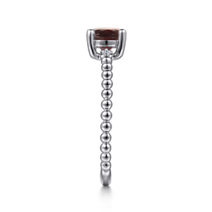 Promise Ring - 14K White Gold Round Garnet and Diamond Bujukan Ring