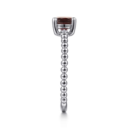 Promise Ring - 14K White Gold Round Garnet and Diamond Bujukan Ring
