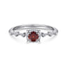 Promise Ring - 14K White Gold Round Garnet and Diamond Halo Promise Ring - 0.12 ct