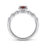 Promise Ring - 14K White Gold Round Garnet and Diamond Halo Promise Ring - 0.12 ct