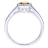 Promise Ring - 14K White Gold Round Halo Citrine and Diamond Ring - 0.06 ct