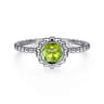 Promise Ring - 14K White Gold Round Peridot Bujukan Beaded Promise Ring