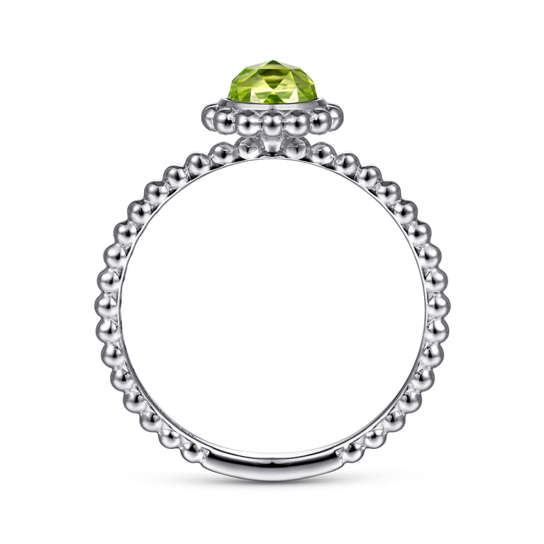 Promise Ring - 14K White Gold Round Peridot Bujukan Beaded Promise Ring - Shot 2