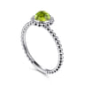 Promise Ring - 14K White Gold Round Peridot Bujukan Beaded Promise Ring