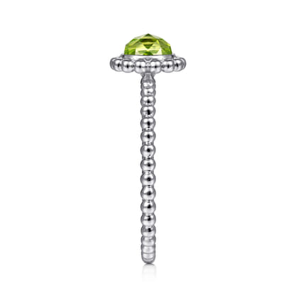 Promise Ring - 14K White Gold Round Peridot Bujukan Beaded Promise Ring