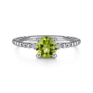 Promise Ring - 14K White Gold Round Peridot and Diamond Bujukan Promise Ring