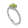 Promise Ring - 14K White Gold Round Peridot and Diamond Bujukan Promise Ring - 0.02 ct