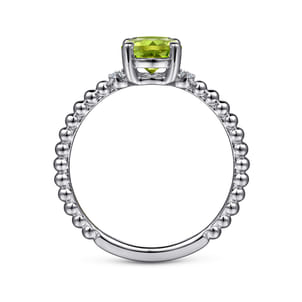 Promise Ring - 14K White Gold Round Peridot and Diamond Bujukan Ring