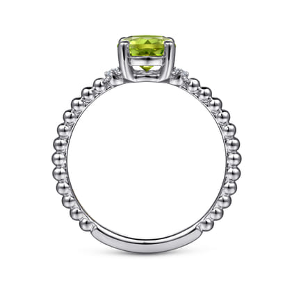 Promise Ring - 14K White Gold Round Peridot and Diamond Bujukan Ring