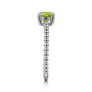 Promise Ring - 14K White Gold Round Peridot and Diamond Bujukan Ring