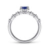 Promise Ring - 14K White Gold Round Sapphire and Diamond Halo Promise Ring - 0.12 ct