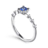 Promise Ring - 14K White Gold Round Sapphire and Diamond Halo Promise Ring - 0.12 ct