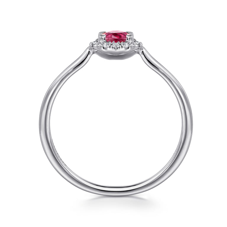 Promise Ring - 14K White Gold Ruby and Diamond Halo Promise Ring - 0.06 ct - Shot 2