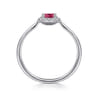 Promise Ring - 14K White Gold Ruby and Diamond Halo Promise Ring - 0.06 ct