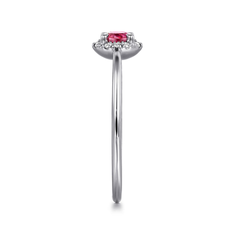 Promise Ring - 14K White Gold Ruby and Diamond Halo Promise Ring - 0.06 ct - Shot 4