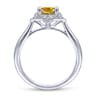 Promise Ring - 14K White Gold Vintage Halo Citrine and Diamond Promise Ring - 0.09 ct