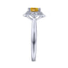 Promise Ring - 14K White Gold Vintage Halo Citrine and Diamond Promise Ring - 0.09 ct