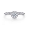 Promise Ring - 14K White Gold White Sapphire and Diamond Halo Promise Ring - 0.06 ct