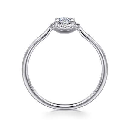 Promise Ring - 14K White Gold White Sapphire and Diamond Halo Promise Ring