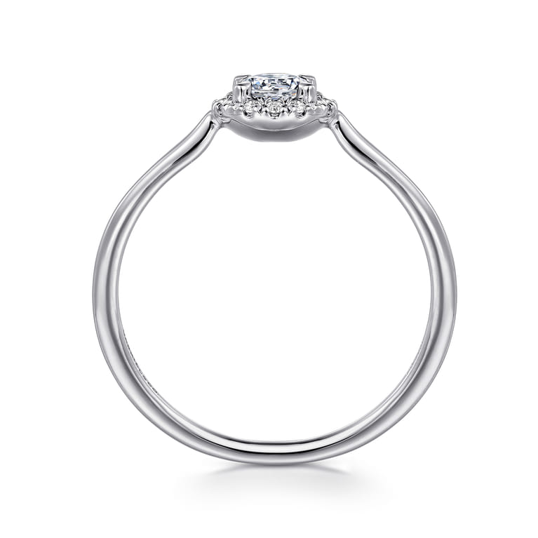 Promise Ring - 14K White Gold White Sapphire and Diamond Halo Promise Ring - 0.06 ct - Shot 2