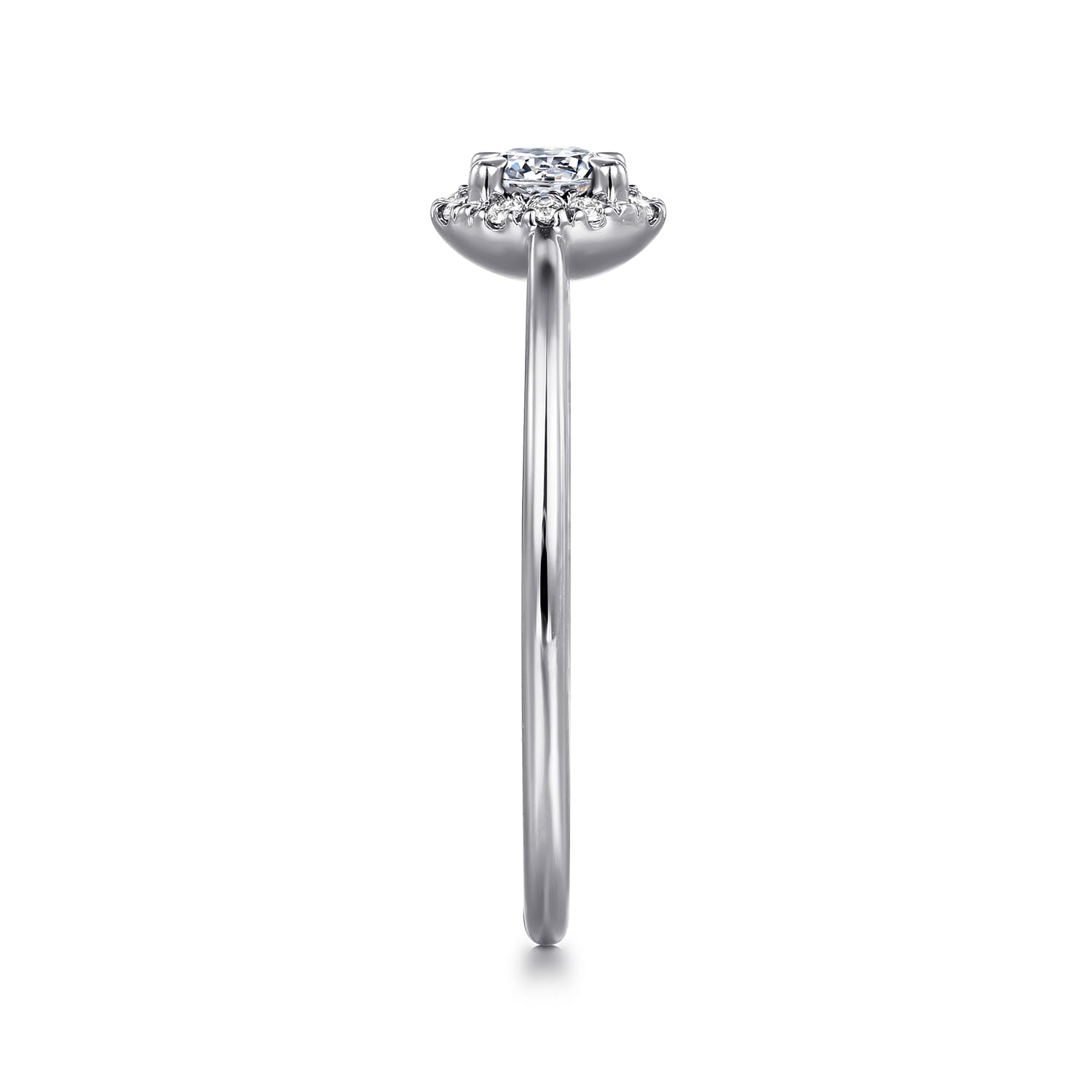 Promise Ring - 14K White Gold White Sapphire and Diamond Halo Promise Ring - 0.06 ct - Shot 4
